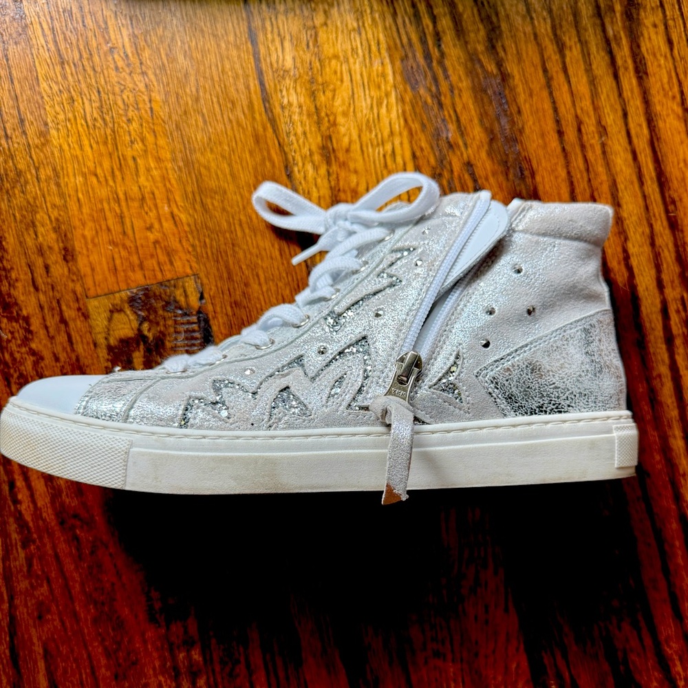 Nordstrom Silver and White High-Top Sneakers